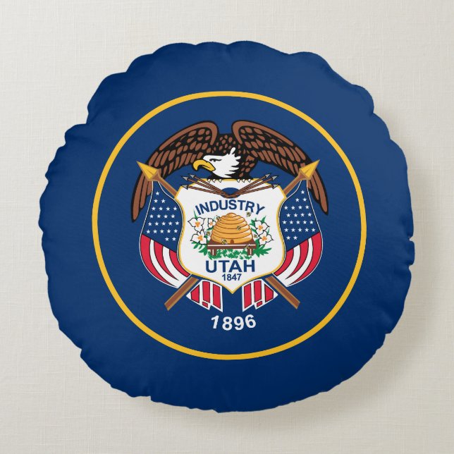 Utah State Flag Round Pillow (Front)