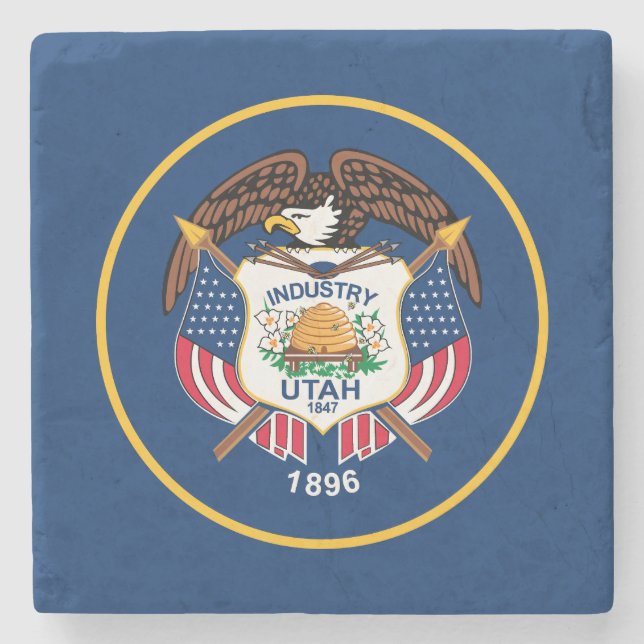 Utah State Flag Stone Coaster (Front)