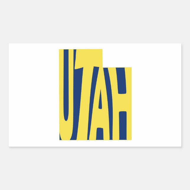 Utah State Name Word Art Yellow Sticker (Front)