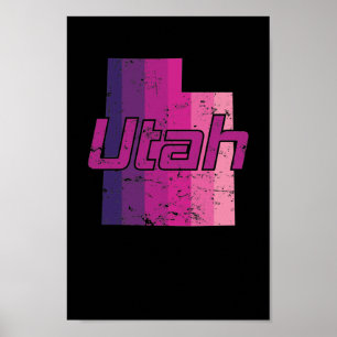 Utah State of Umrish map USA Poster