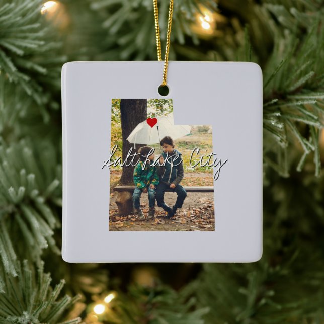 Utah State Photo insert and town name Ceramic Ornament (Tree)