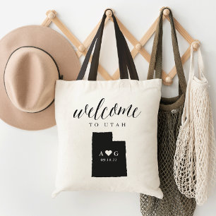 Utah State Silhouette Wedding Welcome Tote Bag