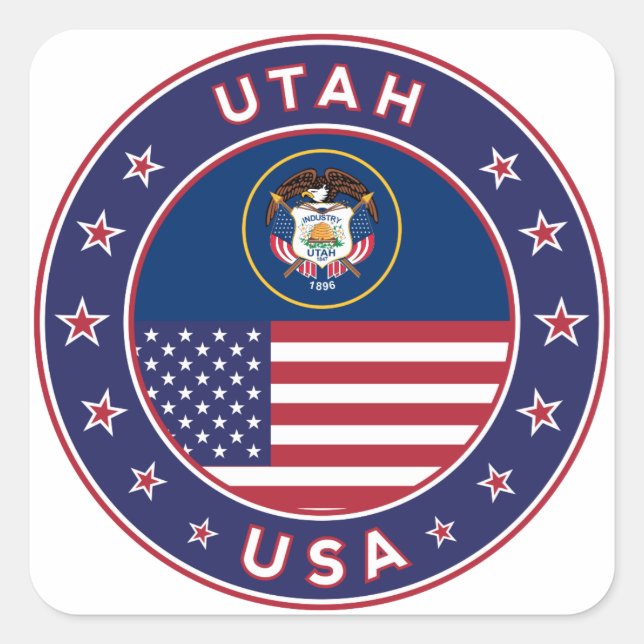 Utah sticker, phone case, tote bag, wall clock square sticker (Front)