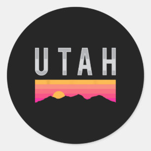 Utah Sunset Mountains Outdoor Skiing Mountain Biki Classic Round Sticker
