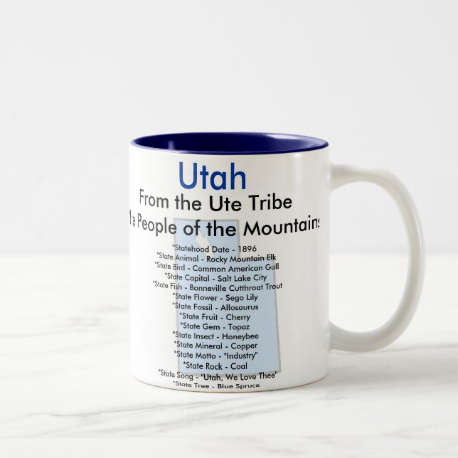 Utah Symbols & Map Two-Tone Coffee Mug (Right)