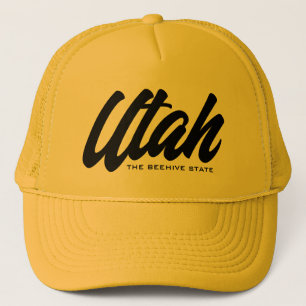 Utah the beehive state honey yellow trucker hat