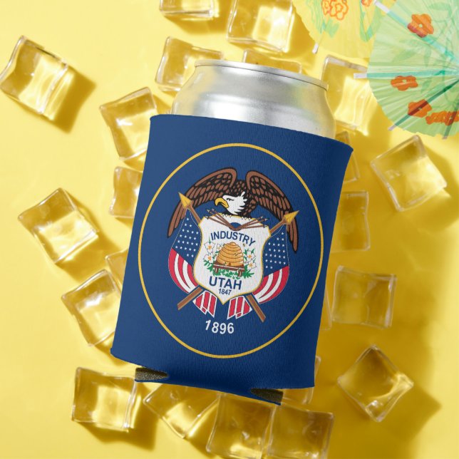 Utah: The Beehive State US Flag, Industry Can Cooler (In Situ Summer)