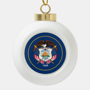 Utah: The Beehive State US Flag, Industry Ceramic Ball Christmas Ornament