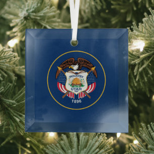 Utah: The Beehive State US Flag, Industry Glass Ornament