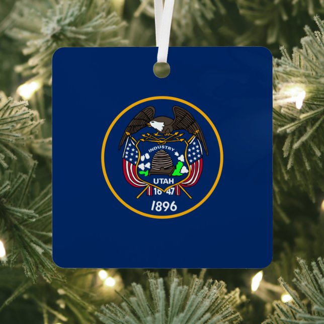 Utah: The Beehive State US Flag, Industry Metal Ornament (Insitu)
