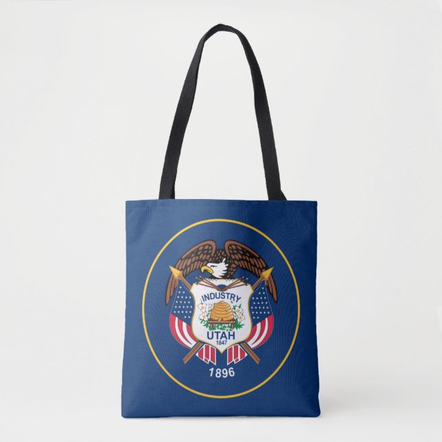 Utah: The Beehive State US Flag, Industry Tote Bag (Front)