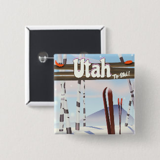 Utah to ski! 2 inch square button