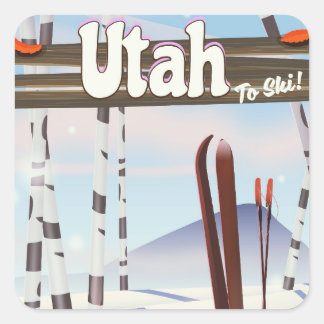 Utah to ski! square sticker