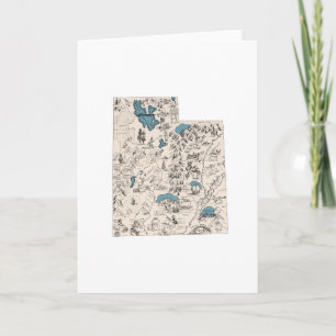 Utah Vintage Picture Map Large Greeting Card