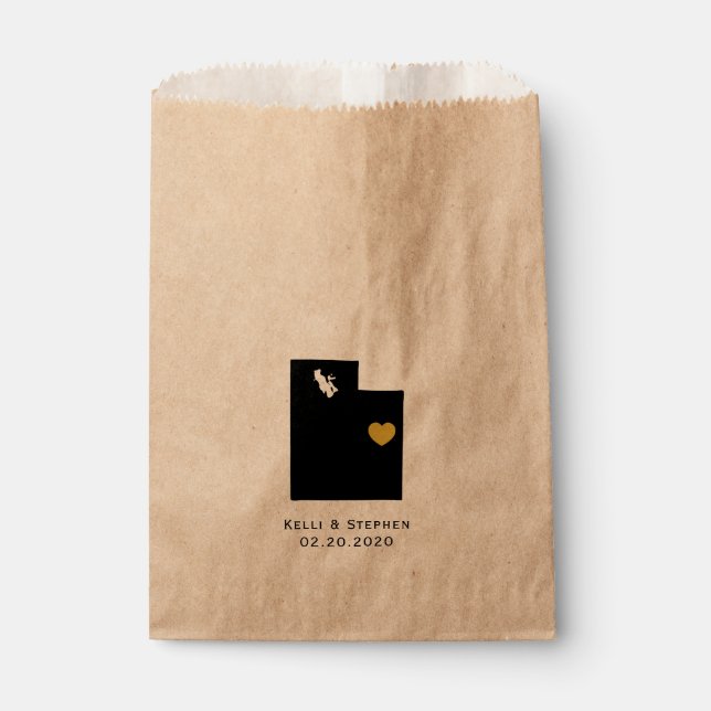 Utah Wedding Favour Treat Sacks, Gift Bags (Front)