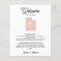 UTAH Welcome  Letter Itinerary ANY COLOR