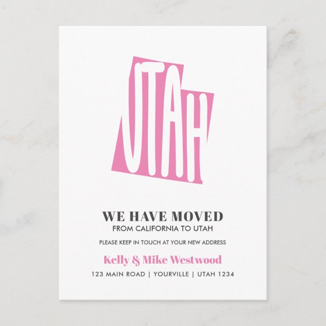 UTAH We've moved New address New Home Postcard (Front)