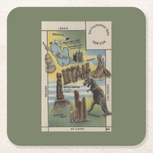 UtahDepictions of Sites to See in UtahUtah Square Paper Coaster