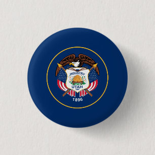 Utahn Flag, Flag of Utah 1 Inch Round Button