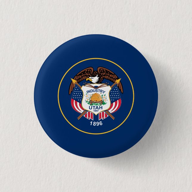 Utahn Flag, Flag of Utah 1 Inch Round Button (Front)