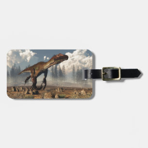 Utahraptor dinosaur in the desert luggage tag