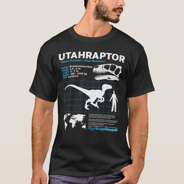 Utahraptor Fact Sheet T-Shirt (Front)