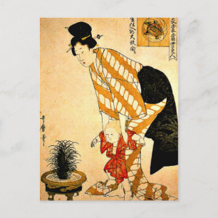 Utamaro - Flower Patterned Cotton Postcard