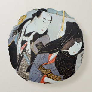 Utamaro: Lovers, 1797 Round Pillow