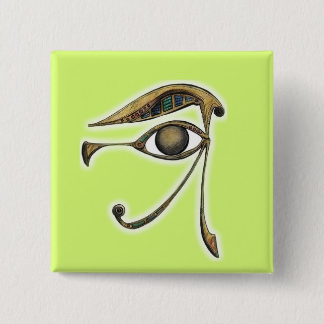 Utchat - Amulet of Protection 2 Inch Square Button (Front)