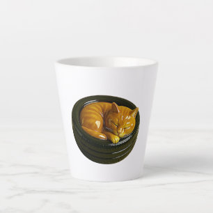 ute Ginger Cat in Tire Porcelain Figurine Latte Mug
