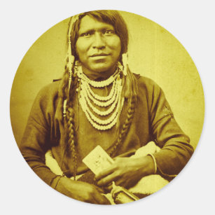 Ute Indian with Pistol Vintage Stereoview Classic Round Sticker