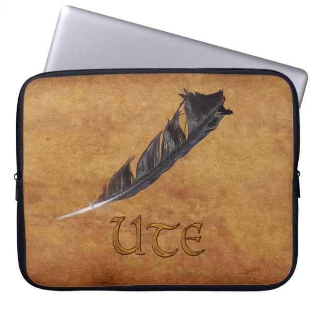 UTE Native American Feather Laptop Sleeve (Front)
