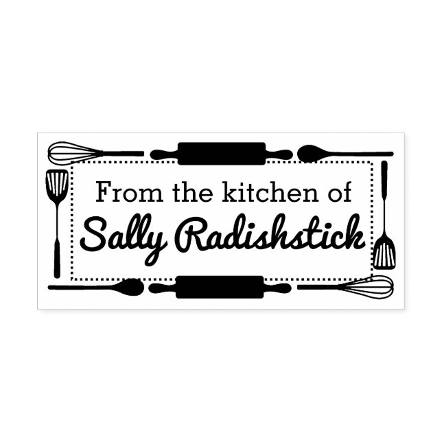 Utensils border culinary from the kitchen of self-inking stamp (Design)