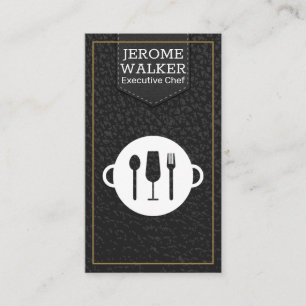 Utensils Logo Leather Business Card
