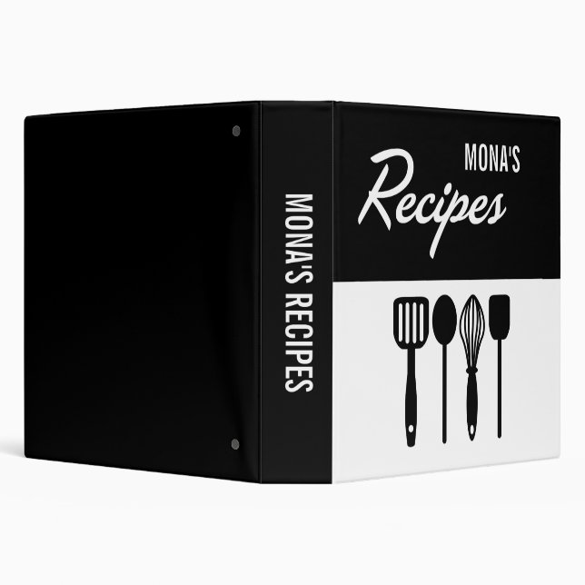 Utensils Recipe (Black & White) Binder (Background)