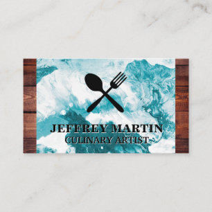 Utensils Wood Trim Abstract Business Card