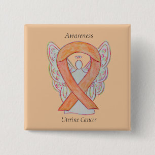 Uterine Cancer Angel Awareness Ribbon Pins