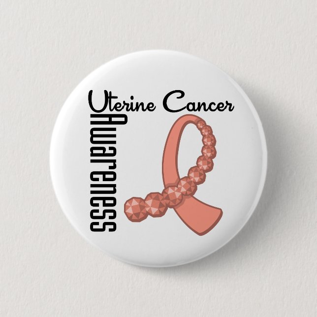 Uterine Cancer Awareness Gemstone Ribbon 2 Inch Round Button (Front)
