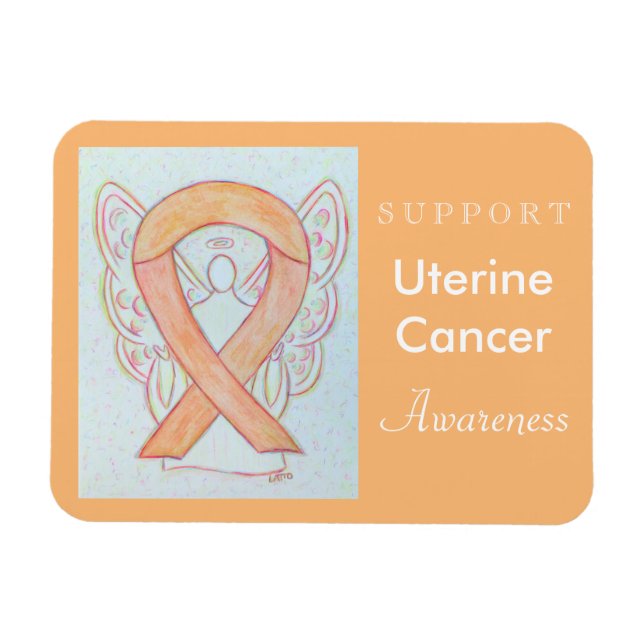 Uterine Cancer Awareness Ribbon Angel Gift Magnets (Horizontal)
