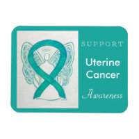 Uterine Cancer Awareness Ribbon Angel Magnet