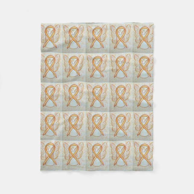 Uterine Cancer Awareness Ribbon Fleece Blanket (Front)