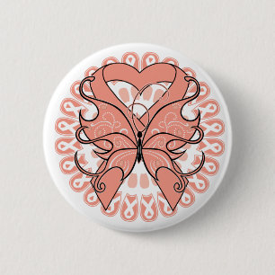 Uterine Cancer Butterfly Circle of Ribbons 2 Inch Round Button