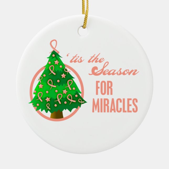 Uterine Cancer Christmas Miracles Ceramic Ornament (Front)