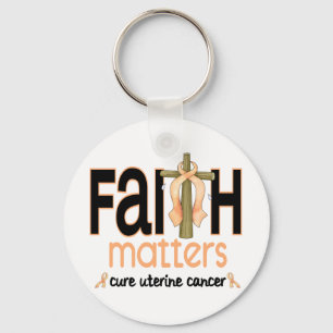 Uterine Cancer Faith Matters Cross 1 Keychain