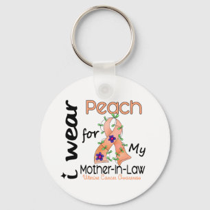 Uterine Cancer I Wear Peach For My Mother-In-Law 4 Keychain