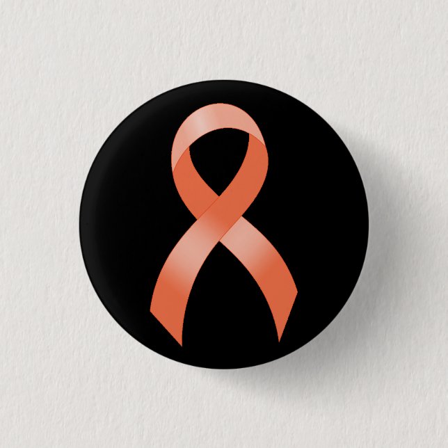 Uterine Cancer Peach Ribbon 1 Inch Round Button (Front)