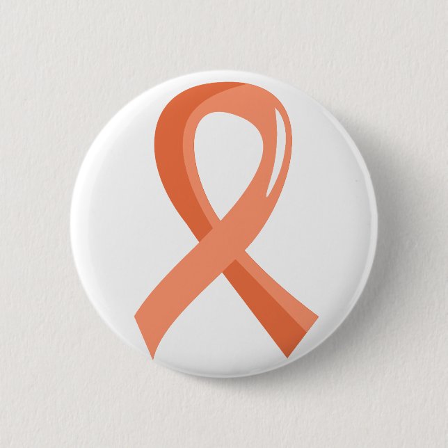 Uterine Cancer Peach Ribbon 3 2 Inch Round Button (Front)