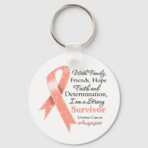 Uterine Cancer Support Strong Survivor Keychain