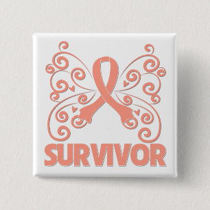 Uterine Cancer Survivor Butterfly 2 Inch Square Button