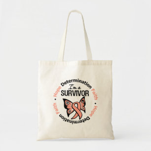 Uterine Cancer Survivor Hope Determination Faith Tote Bag